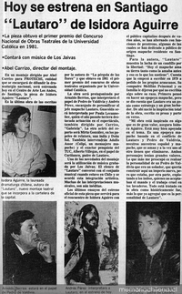 Hoy se estrena en Santiago "Lautaro" de Isidora Aguirre