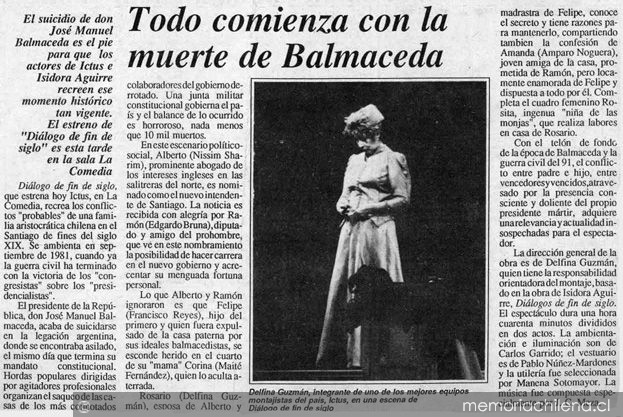 Todo comienza con la muerte de Balmaceda