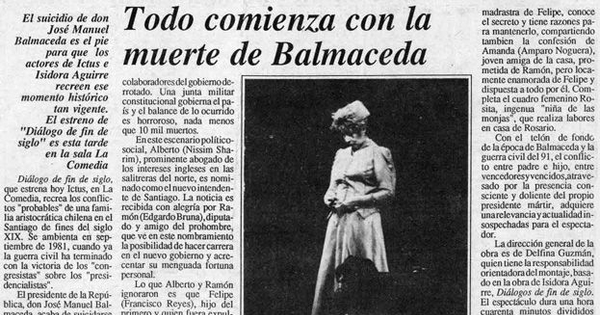 Todo comienza con la muerte de Balmaceda