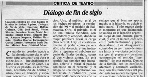 Diálogo de fin de siglo