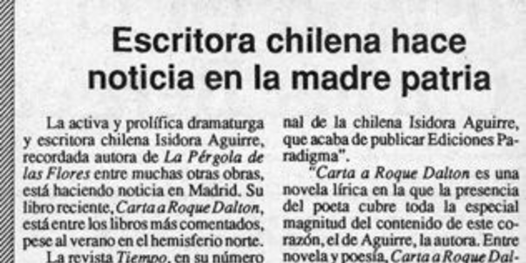 Escritora chilena hace noticia en la madre patria