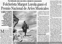 Folclorista Margot Loyola ganó el Premio Nacional de Artes Musicales