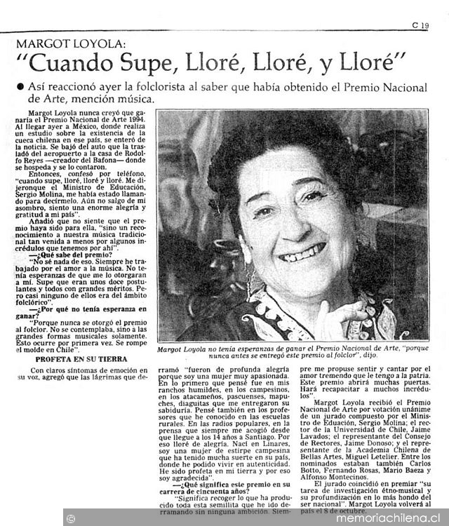 "Cuando supe, lloré, lloré, y lloré"