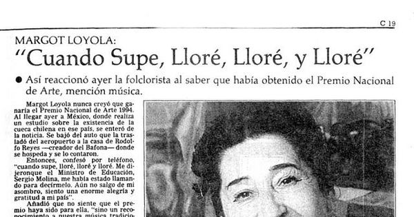 "Cuando supe, lloré, lloré, y lloré"