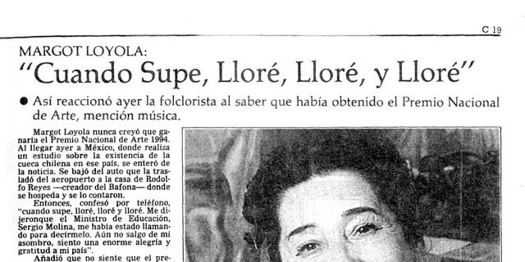 "Cuando supe, lloré, lloré, y lloré"