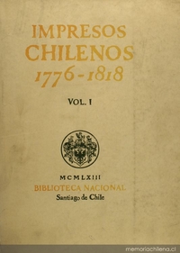 Portada de Impresos chilenos: 1776-1818: v. 1, diseñada por Mauricio Amster, 1963