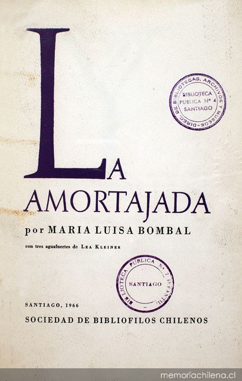 Portada de La Amortajada de María Luisa Bombal, diseñada por Mauricio  Amster, 1966 - Memoria Chilena, Biblioteca Nacional de Chile