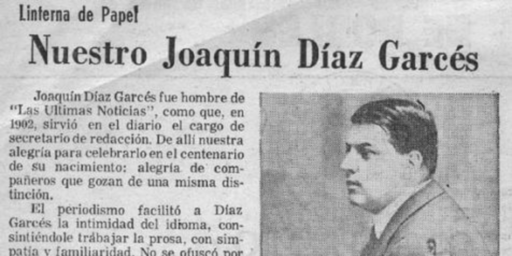 Linterna de papel : Nuestro Joaquín Díaz Garcés