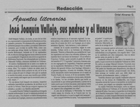 José Joaquín Vallejo, sus padres y el Huasco