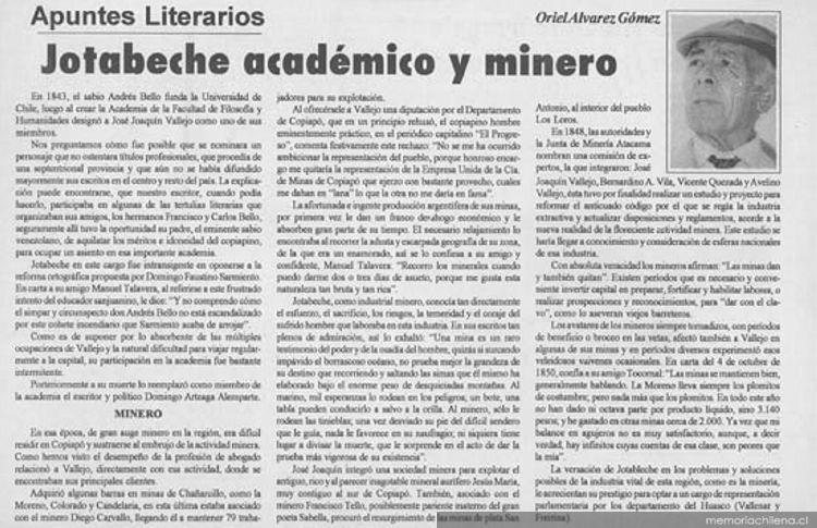 Jotabeche, académico y minero