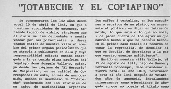 Jotabeche y "El Copiapino"