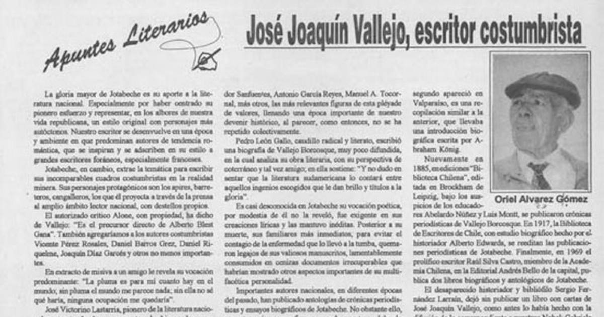 José Joaquín Vallejo, escritor costumbrista