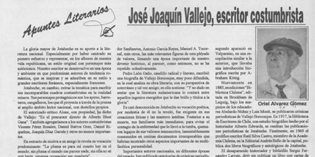 José Joaquín Vallejo, escritor costumbrista