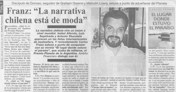 Franz : la narrativa chilena está de moda