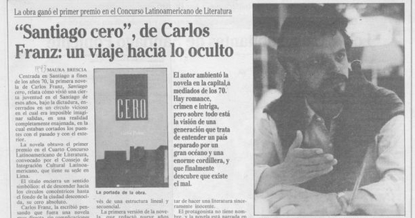 "Santiago cero", de Carlos Franz, un viaje hacia lo oculto