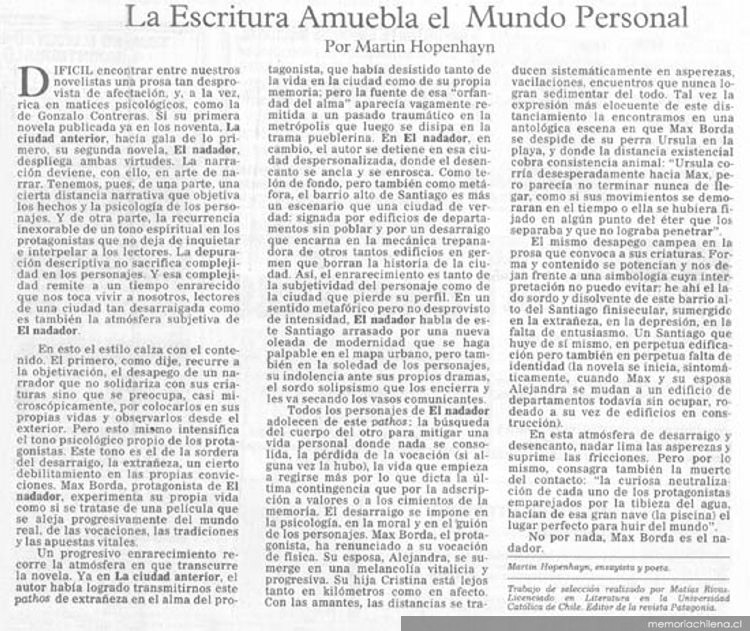 La escritura amuebla el mundo personal