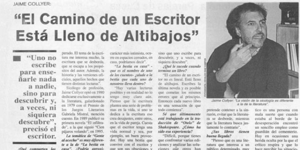 El camino de un escritor está lleno de altibajos