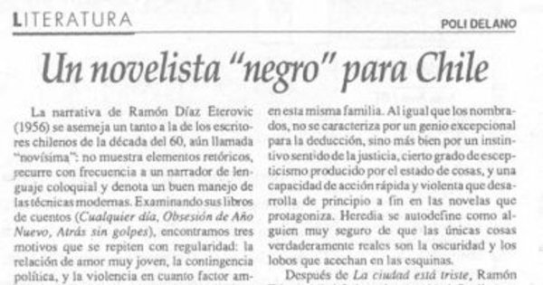 Un novelista "negro" para Chile