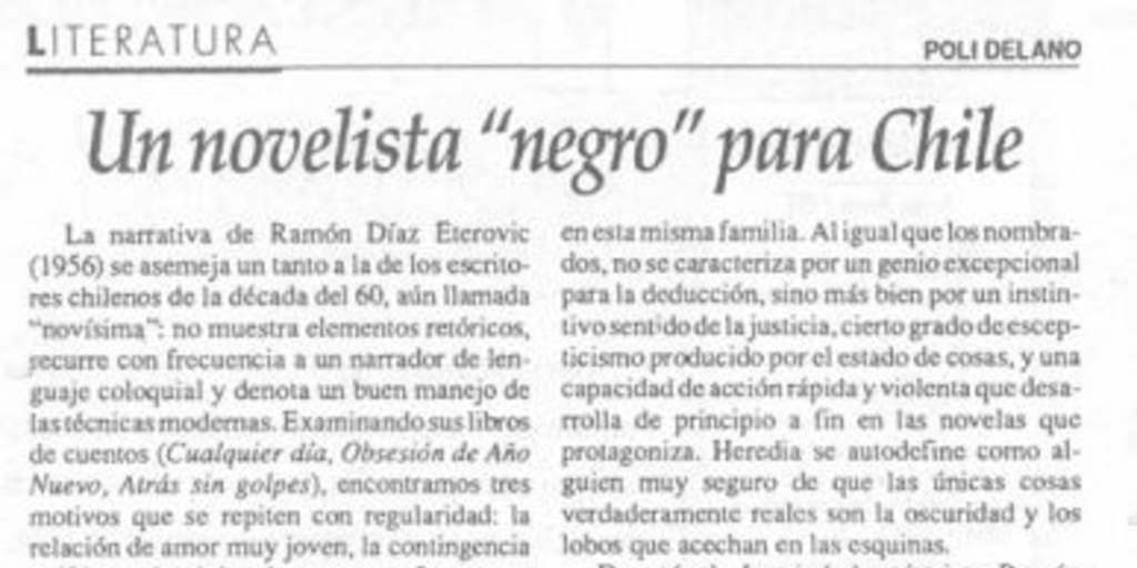 Un novelista "negro" para Chile