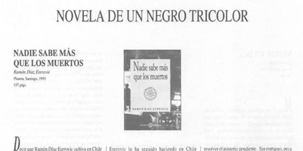 Novela de un negro tricolor