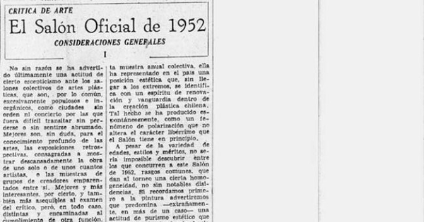 El Salón oficial de 1952 : consideraciones generales