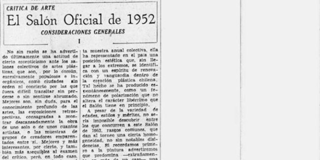 El Salón oficial de 1952 : consideraciones generales