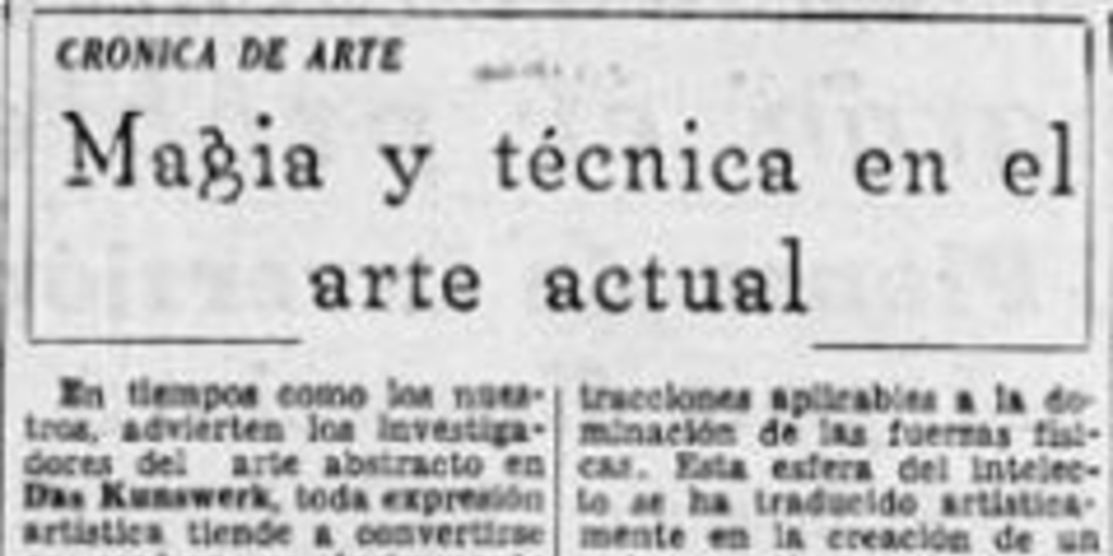 Magia y técnica en el arte actual