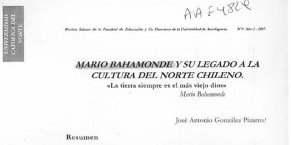 Mario Bahamonde y su legado a la cultura del norte chileno