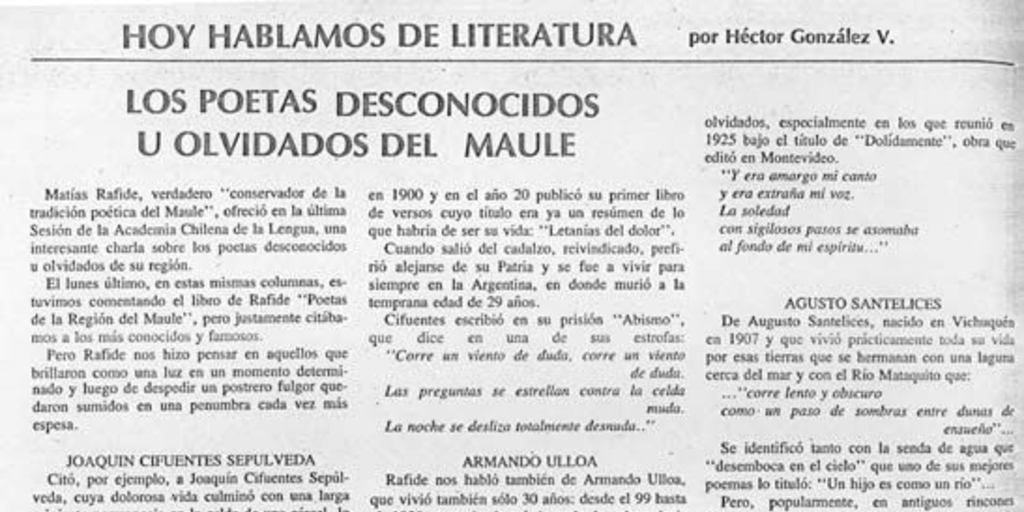 Los poetas desconocidos u olvidados del Maule