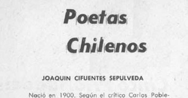 Poetas chilenos : Joaquín Cifuentes Sepúlveda