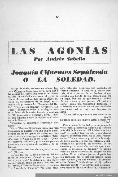 Joaquín Cifuentes Sepúlveda o la soledad