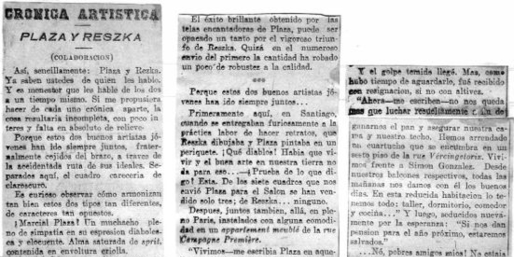 Crónica artística : Plaza y Reszka