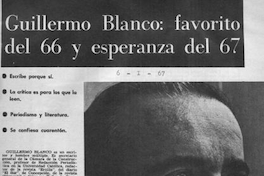 Guillermo Blanco: favorito del 66 y esperanza del 67