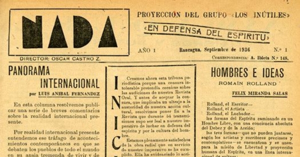 Nada : año 1, no. 1, septiembre de 1936