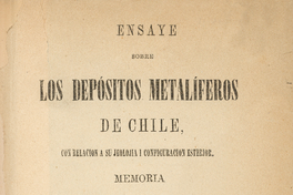 Ensaye sobre los depósitos metalíferos de Chile: con relación a su jeolojía i configuración esterior