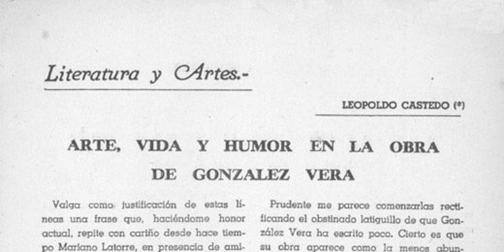 Arte, vida y humor en la obra de González Vera