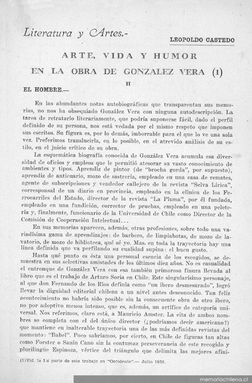 Arte, vida y humor en la obra de González Vera II