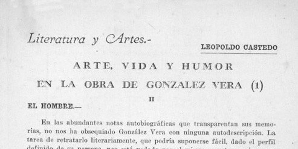 Arte, vida y humor en la obra de González Vera II