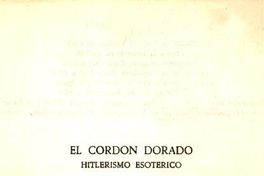 El cordón dorado : hitlerismo esotérico