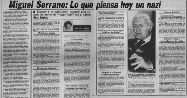 Miguel Serrano : lo que piensa hoy un nazi