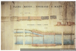 Plano de marco partidor de la Sociedad del Canal del Maipo