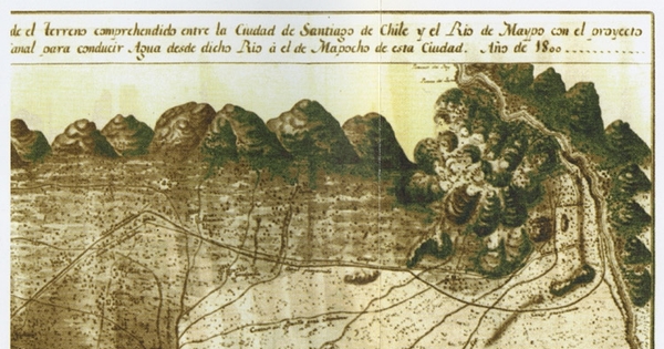 Terreno comprehendido entre la ciudad de Santiago de Chile y el Río de Maypo con el proyecto de un canal..., 1800