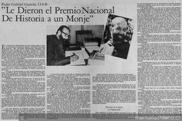 Le dieron el Premio Nacional de Historia a un monje