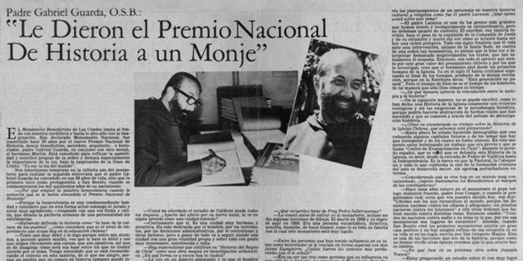 Le dieron el Premio Nacional de Historia a un monje