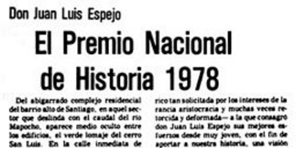 El premio nacional de historia 1978