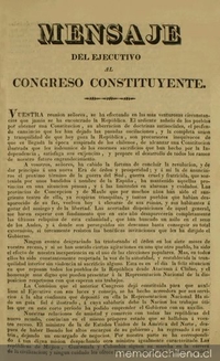 Mensaje del Ejecutivo al Congreso Constituyente, 1828