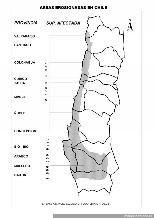 Áreas erosionadas en Chile