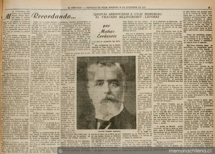 Recordando... Páginas arrancadas a unas memorias: el Tratado Billinghurst-Latorre