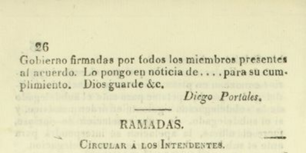 Ramadas: circular a los Intendentes, julio 4 de 1836