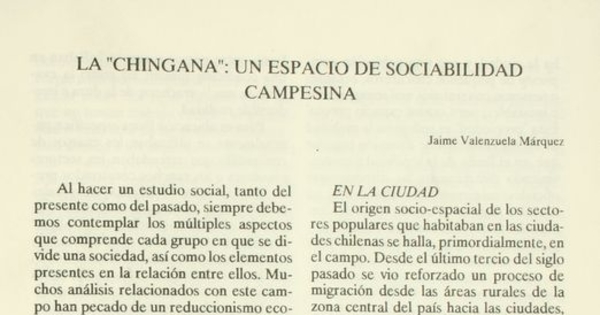 La chingana: un espacio de sociabilidad campesina